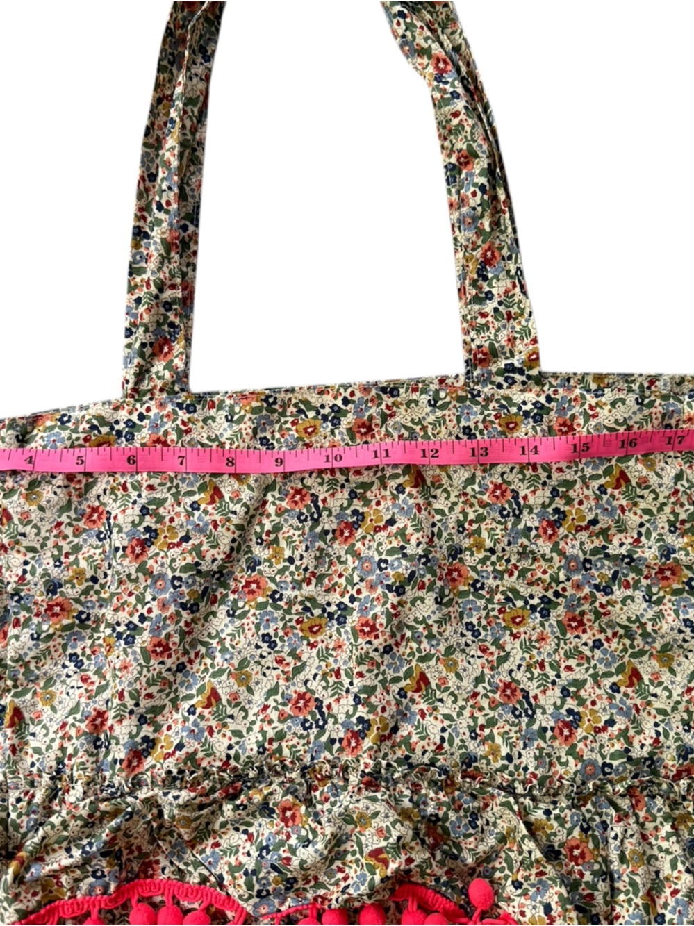 Natural Life Floral Pom Pom Ruffle Bag - Picture 7 of 8